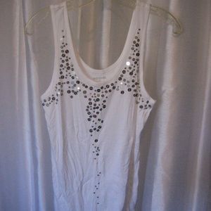 Mossimo White Tank Top w/Silver Sequins Tank Top